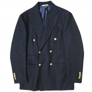 De Petrillo デ ペトリロ イタリア製 Sorrento ウールモヘヤ ダブルブレストブレザー TS18076U 46 NAVY 6B 金ボタン ジャケット ドロップ8 アウター【中古】【De Petrillo】(テーラードジャケット)