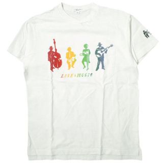 エンジニアードガーメンツ(Engineered Garments)のEngineered Garments エンジニアードガーメンツ カナダ製 Printed Cross Crew Neck T-shirt - MUSICIANS クロスオーバークルーネックポケットTシャツ S WHITE 半袖 トップス【中古】【Engineered Garments】(Tシャツ/カットソー(半袖/袖なし))