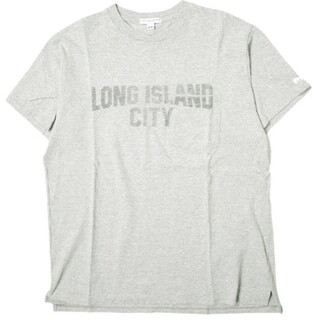 Engineered Garments エンジニアードガーメンツ カナダ製 Printed Cross Crew Neck T-shirt - Long Island City クロスオーバークルーネックポケットTシャツ M GREY 半袖 トップス【中古】【Engineered Garments】