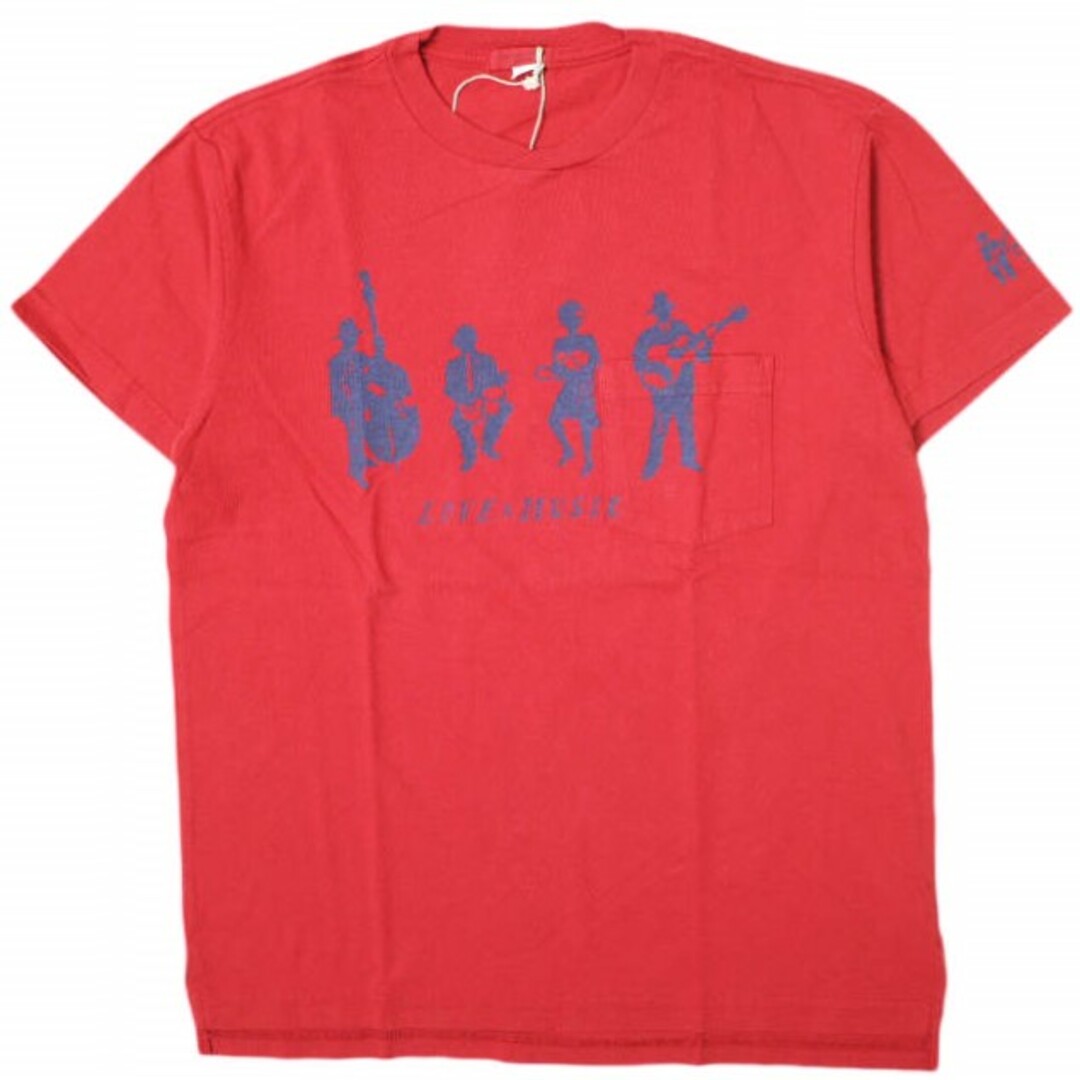 Engineered Garments(エンジニアードガーメンツ)のEngineered Garments エンジニアードガーメンツ カナダ製 Printed Cross Crew Neck T-shirt - MUSICIANS クロスオーバークルーネックポケットTシャツ S RED 半袖 トップス【新古品】【中古】【Engineered Garments】 メンズのトップス(Tシャツ/カットソー(半袖/袖なし))の商品写真