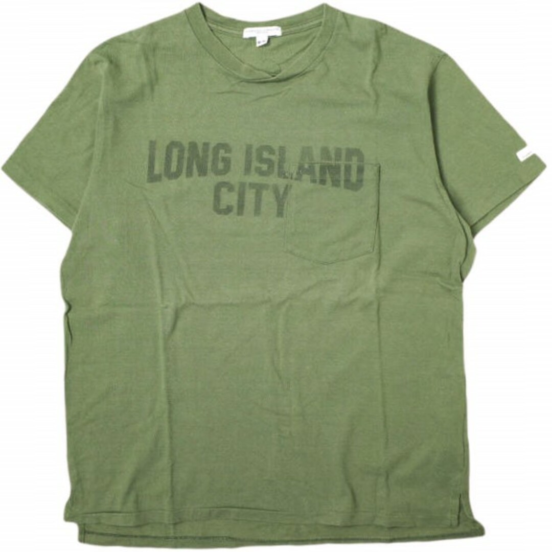 Engineered Garments(エンジニアードガーメンツ)のEngineered Garments エンジニアードガーメンツ カナダ製 Printed Cross Crew Neck T-shirt - Long Island City クロスオーバークルーネックポケットTシャツ M Olive 半袖 トップス【中古】【Engineered Garments】 メンズのトップス(Tシャツ/カットソー(半袖/袖なし))の商品写真