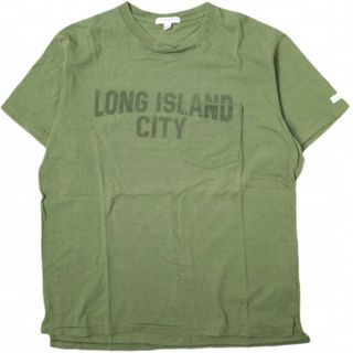 エンジニアードガーメンツ(Engineered Garments)のEngineered Garments エンジニアードガーメンツ カナダ製 Printed Cross Crew Neck T-shirt - Long Island City クロスオーバークルーネックポケットTシャツ M Olive 半袖 トップス【中古】【Engineered Garments】(Tシャツ/カットソー(半袖/袖なし))