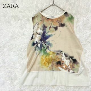 ZARA - ZARA ザラ 花柄プリントフレンチノースリーブトップス