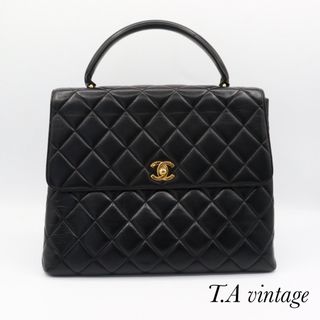 シャネル(CHANEL)の美品　シャネル　ラムスキン　マトラッセ　ターンロック　ハンドバッグ　ブラック(ハンドバッグ)