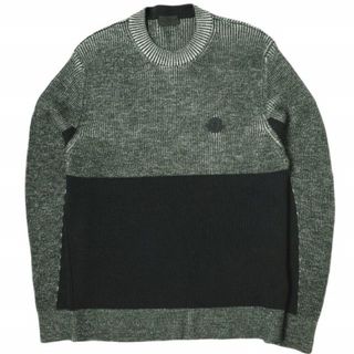 モンクレール(MONCLER)のMONCLER モンクレール GIROCOLLO TRICOT ロゴパッチ パネルカラークルーネックニット H20919C00003 M1131 L グレー/ブラック セーター プルオーバー トップス【中古】【MONCLER】(ニット/セーター)