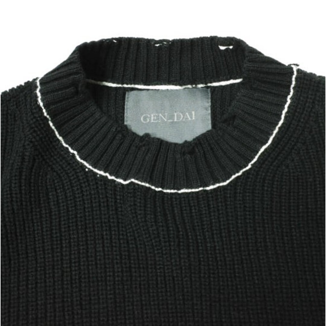 GEN_DAI ゲンダイ 23AW DAMAGE KNIT ダメージ加工オーバーサイズクルーネックニット Free BLACK セーター トップス【中古】【GEN_DAI】 メンズのトップス(ニット/セーター)の商品写真