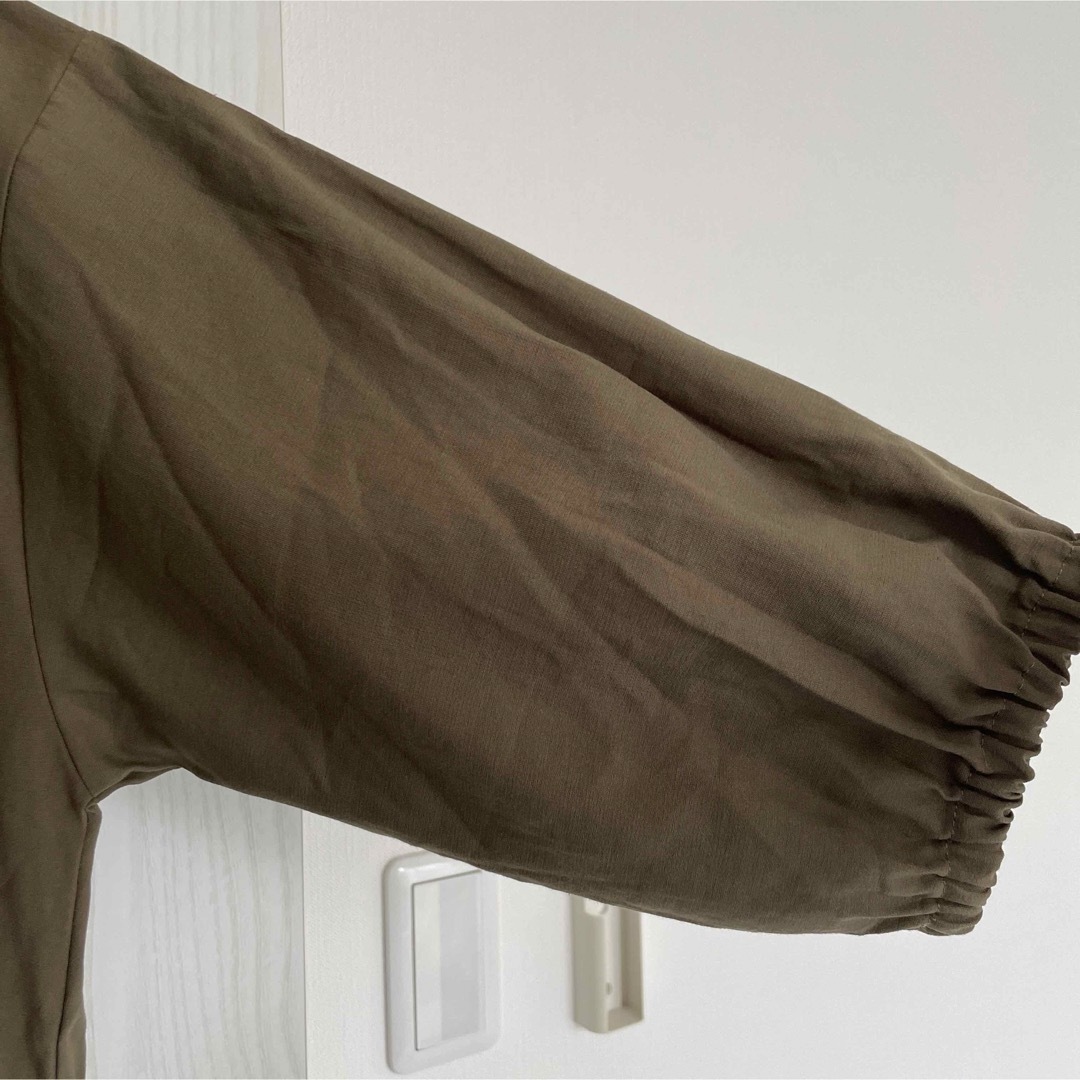 フード付き七分袖シャツワンピース 羽織り レーヨン M レディースのワンピース(ロングワンピース/マキシワンピース)の商品写真