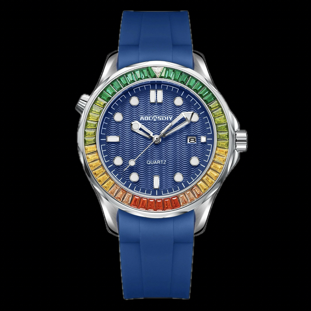 新品 AOCASDIY ゴージャスウォッチ ラバーストラップメンズ腕時計 ブルー メンズの時計(腕時計(アナログ))の商品写真