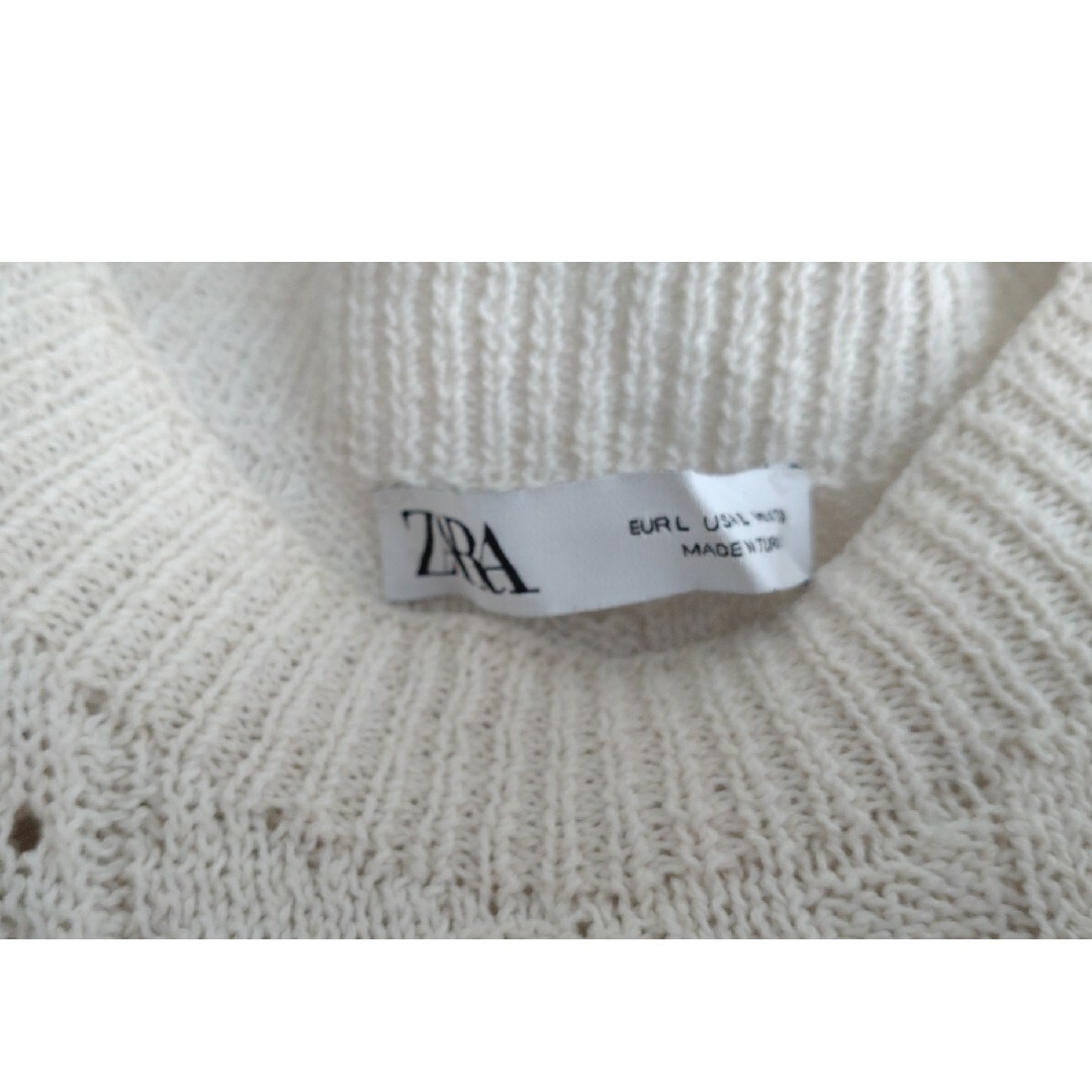ZARA(ザラ)のZARA綿レースラッフルコットンフリルトリムニットセーター レディースのトップス(ニット/セーター)の商品写真
