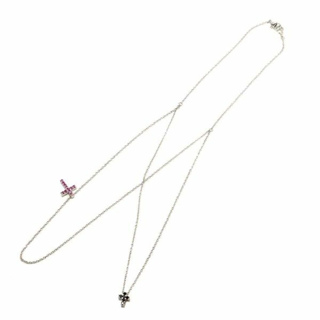 PonteVecchio(ポンテヴェキオ)のポンテヴェキオ Ponte Vecchio サファイヤ 0.17ct ブラックダイヤ 0.08ct クロス ネックレス 38cm K18 WG 750 VLP 90227700 レディースのアクセサリー(ネックレス)の商品写真