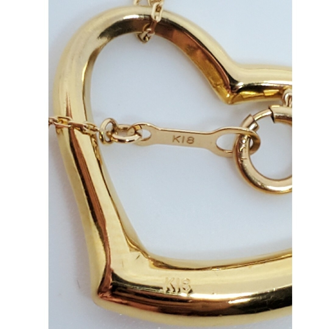 K18 YG オープンハート ネックレス 約40cm 約1.22g レディースのアクセサリー(ネックレス)の商品写真