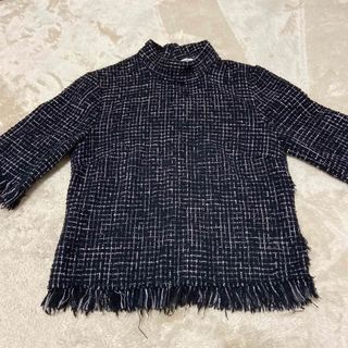 ザラ(ZARA)のZARA ザラ　ツイード　半袖　5部袖　Tシャツ　カットソー　トップス(Tシャツ(半袖/袖なし))