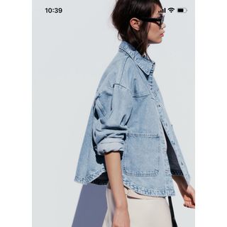 ザラ(ZARA)のZARA Z1975 デニムジャケット ライトブルー Lサイズ　美品(Gジャン/デニムジャケット)