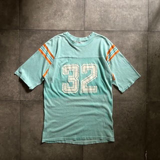 80s キャンパス フットボールtシャツ USA製 L ティファニーブルー(Tシャツ/カットソー(七分/長袖))