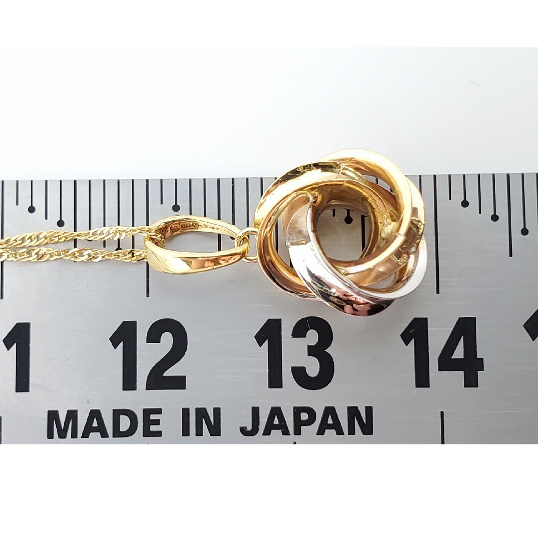 K18 ネックレス スリーカラー YG WG PG コンビ トップペンダント レディースのアクセサリー(ネックレス)の商品写真