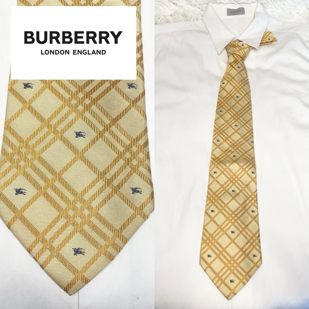 BURBERRY(バーバリー)の【美品】 Burberry London ネクタイ イエロー ノバチェック メンズのファッション小物(ネクタイ)の商品写真