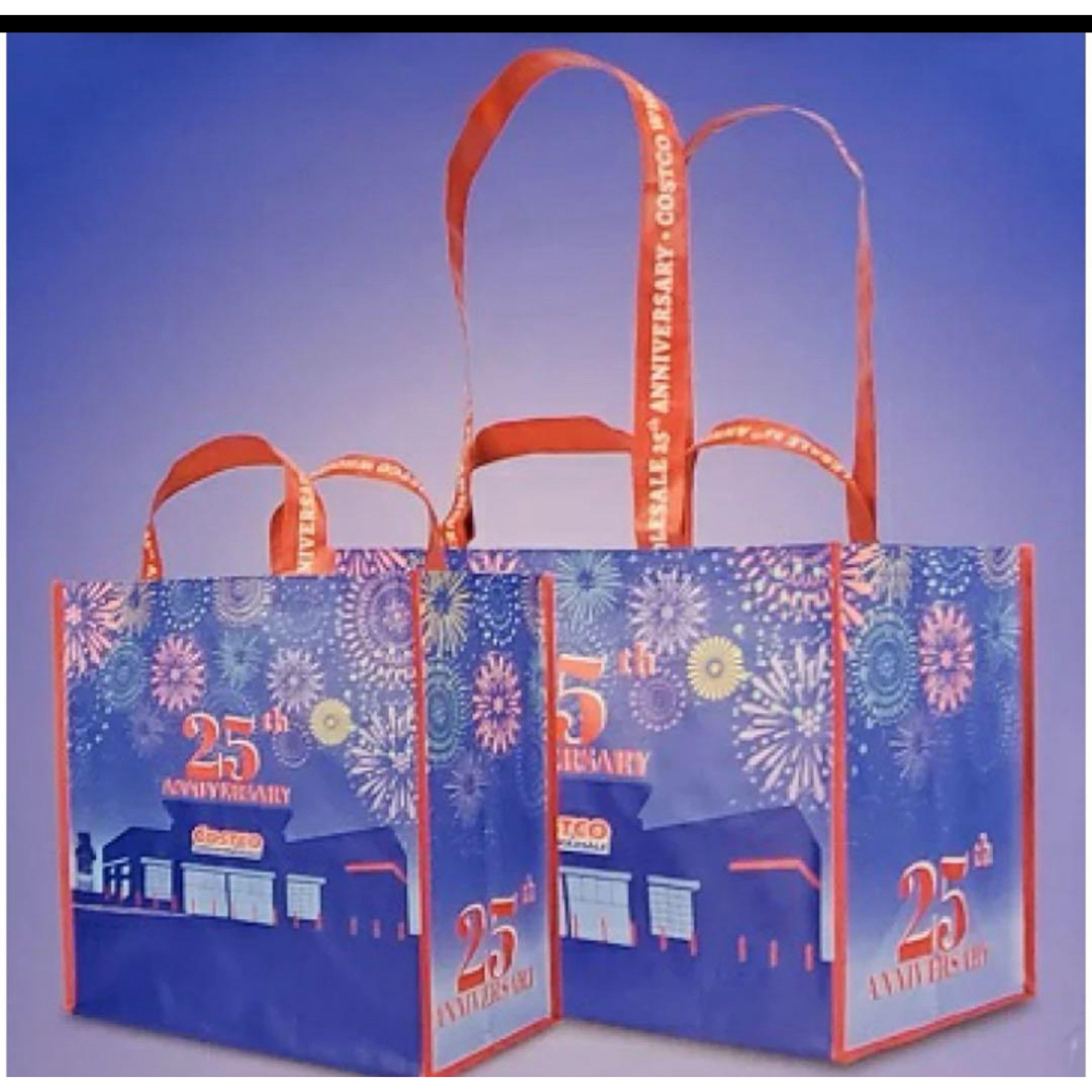 コストコ(コストコ)の【匿名配送】コストコショッピングバッグ大型25周年記念限定デザイン　2枚セット レディースのバッグ(エコバッグ)の商品写真