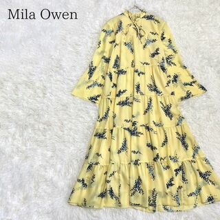 Mila Owen - MilaOwen ミラオーウェン リーフ柄ティアードボックスプリーツワンピース
