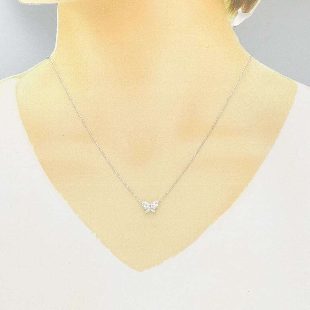 K18WG バタフライ ダイヤモンド ネックレス 0.17CT レディースのアクセサリー(ネックレス)の商品写真