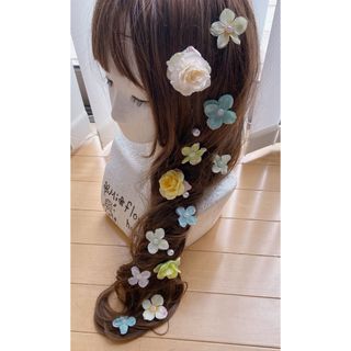 ラプンツェル髪飾り♡挟むタイプ グリーン(ヘアピン)