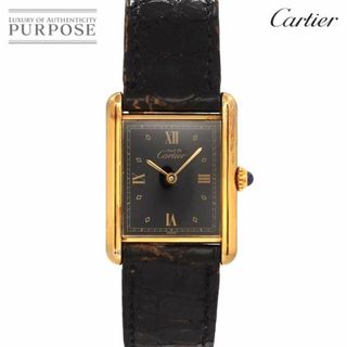 カルティエ(Cartier)のカルティエ Cartier マストタンクLM ヴェルメイユ ヴィンテージ ボーイズ 腕時計 ブラック SV925 クォーツ ウォッチ Must Tank VLP 90205635(腕時計)