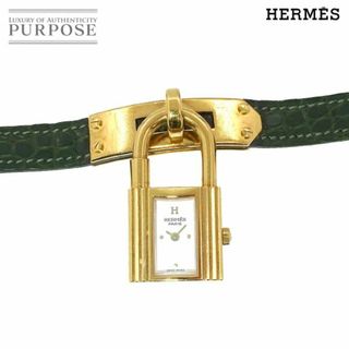 エルメス(Hermes)のエルメス HERMES ケリーウォッチ ヴィンテージ レディース 腕時計 グリーン クロコレザー ホワイト クォーツ カデナ Kelly Watch VLP 90234259(腕時計)