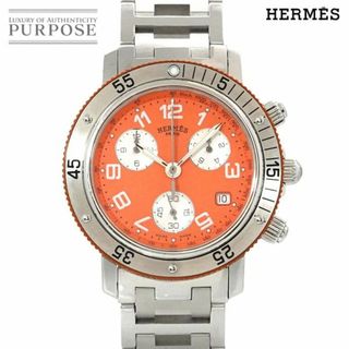 エルメス(Hermes)のエルメス HERMES クリッパー ダイバー クロノグラフ CL2 916 メンズ 腕時計 デイト オレンジ クォーツ ウォッチ Clipper Diver VLP 90234339(腕時計(アナログ))