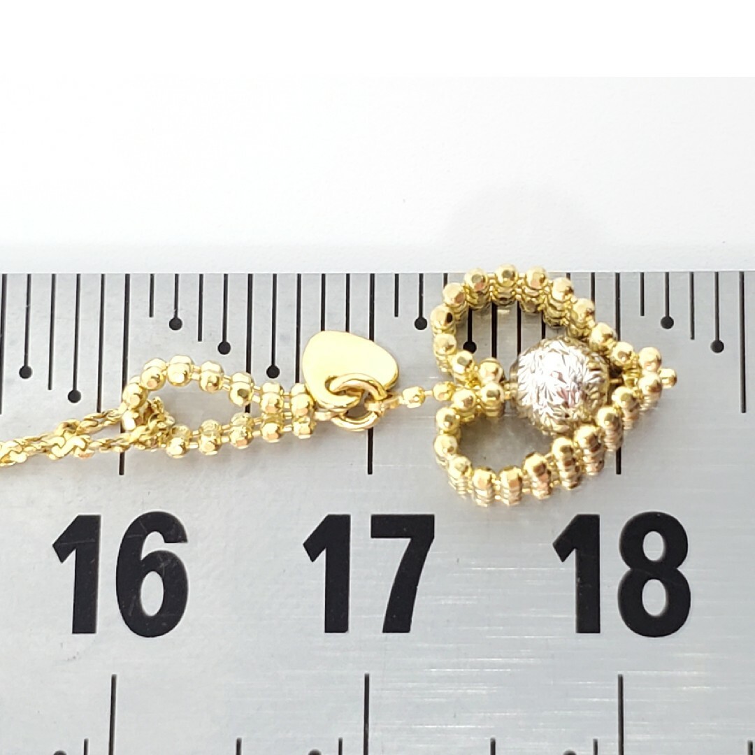 K18 ネックレス YG&WG コンビ ハート ミラーボール トップ K18 ネックレス YG&WG コンビ ハート ミラーボール トップ