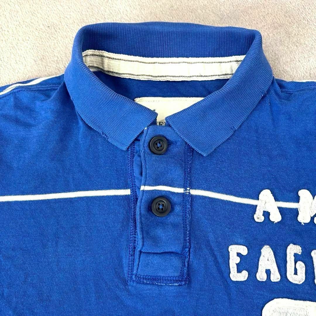 American Eagle(アメリカンイーグル)のAMERICAN EAGLE  ポロシャツ　メンズ　ブルー サイズM ビンテージ メンズのトップス(ポロシャツ)の商品写真