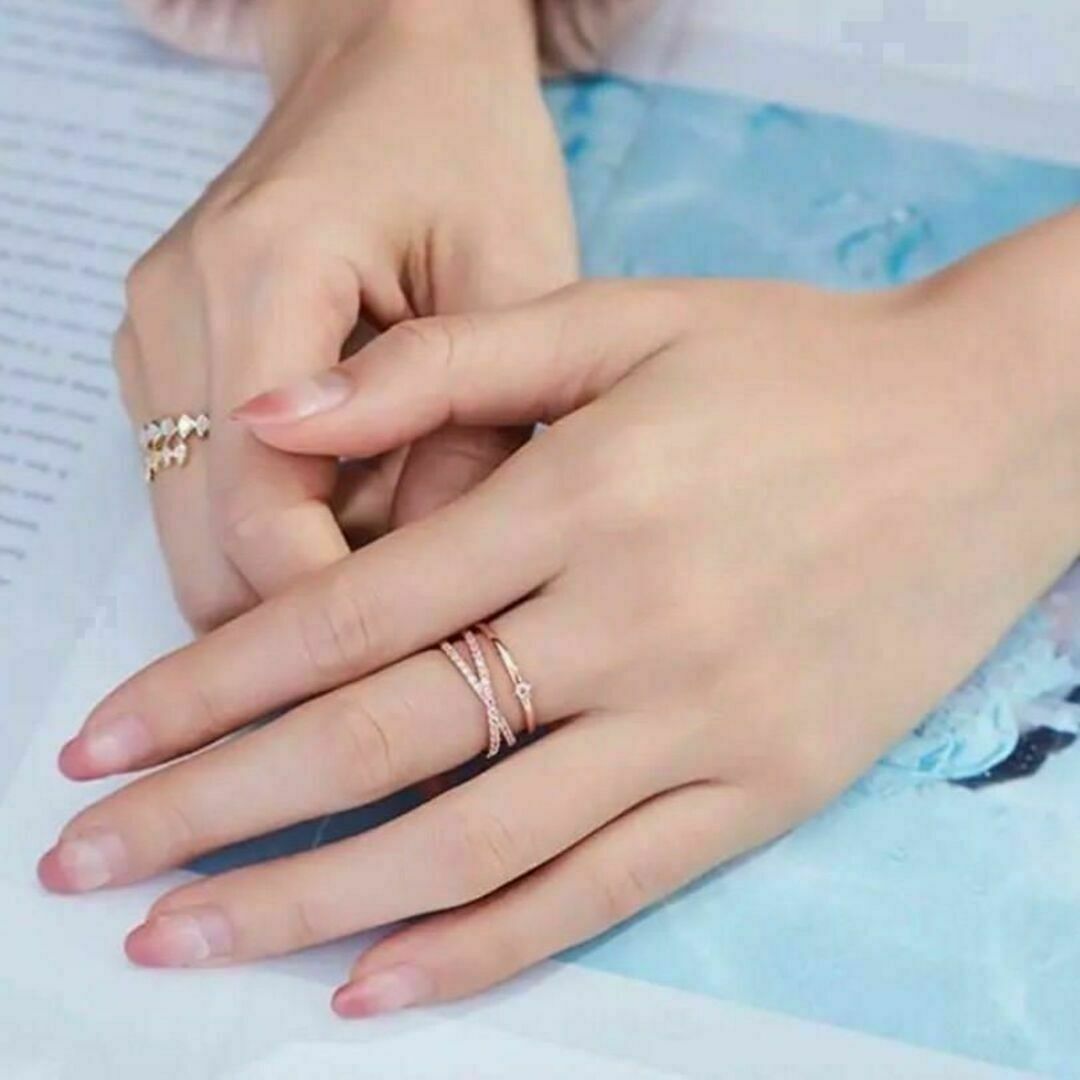 361 ローズゴールド ピアス czダイヤモンド ピンク 結婚式 指輪 ジルコン レディースのアクセサリー(リング(指輪))の商品写真
