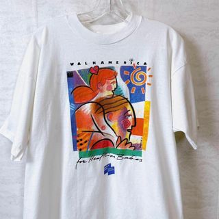 ビンテージ　90Ｓ　シングルステッチ　半袖Ｔシャツ　白ホワイト　サイズＸＬ　古着(Tシャツ/カットソー(半袖/袖なし))