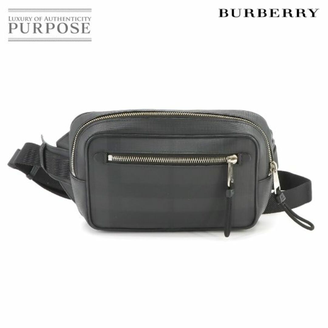 BURBERRY(バーバリー)の新品同様 バーバリー BURBERRY バーバリーチェック ボディ ウエスト バッグ PVC レザー チャコールグレー 8017717 VLP 90230647 メンズのバッグ(ウエストポーチ)の商品写真