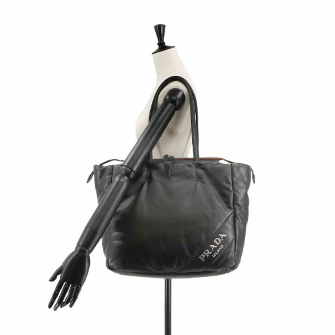 PRADA(プラダ)の新品同様 プラダ PRADA トート バッグ レザー ブラック 1BG223 シルバー 金具 VLP 90231782 メンズのバッグ(トートバッグ)の商品写真