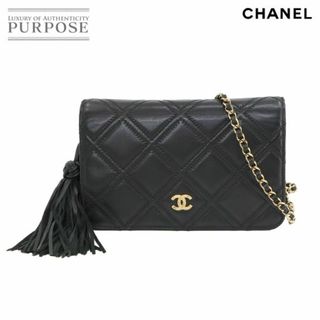 シャネル(CHANEL)のシャネル CHANEL チェーン ウォレット 長財布 フリンジ レザー ブラック ゴールド 金具 VLP 90231841(財布)