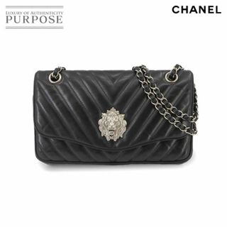 シャネル(CHANEL)のシャネル CHANEL Vステッチ ライオン チェーン ショルダー バッグ レザー ブラック シルバー 金具 VLP 90232332(ショルダーバッグ)