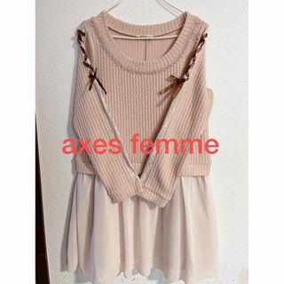 アクシーズファム(axes femme)のaxes ワンピース 薄ピンク(ひざ丈ワンピース)