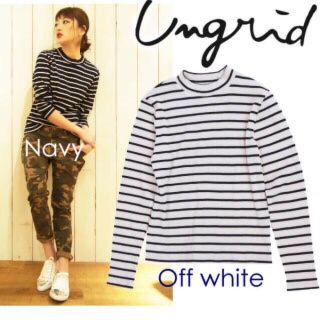 アングリッド(Ungrid)のﾊｲﾈｯｸﾎﾞｰﾀﾞｰﾘﾌﾞL/S Tee ボーダーロンT(カットソー(長袖/七分))