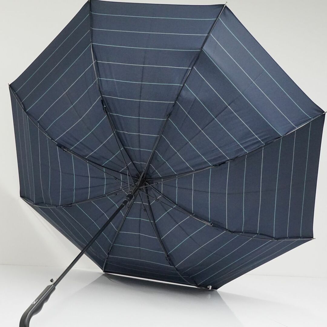 MIZUNO(ミズノ)の傘 MIZUNO ミズノ USED美品 ボーダー ネイビー メンズ 紳士傘 耐風 ジャンプ 超大判 70cm A0708 メンズのファッション小物(傘)の商品写真