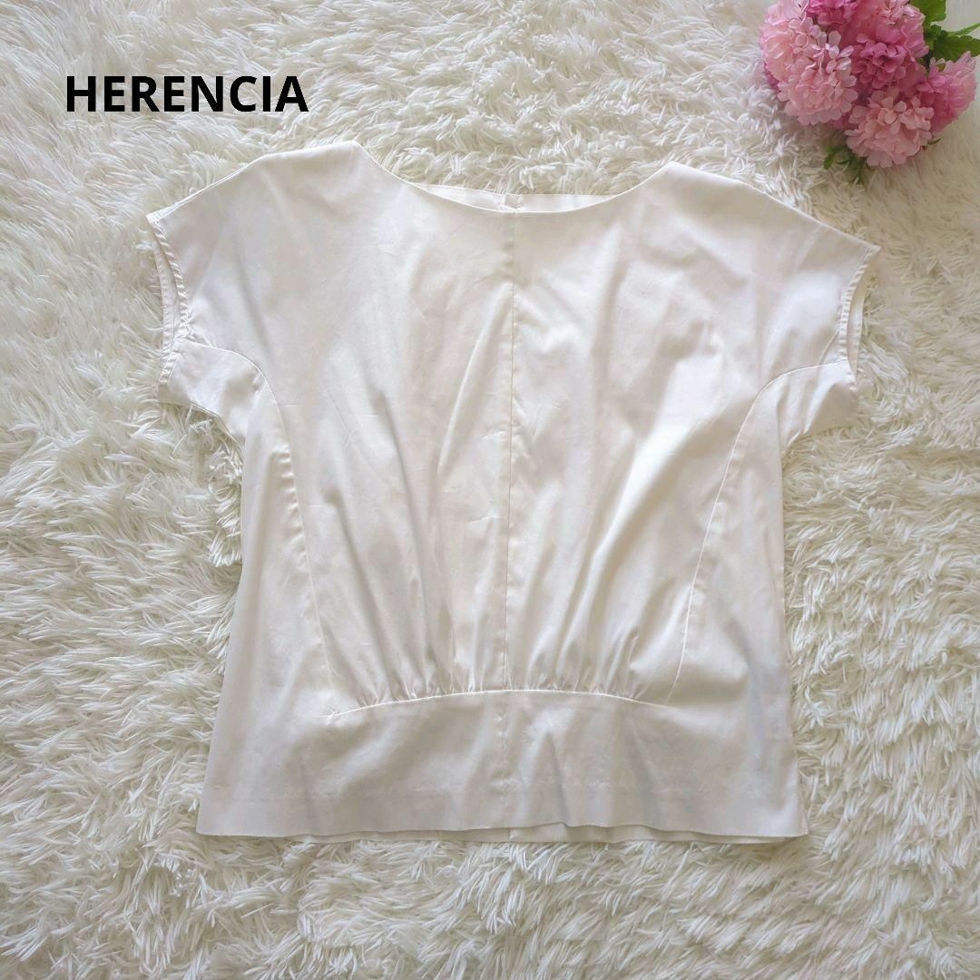 HERENCIA(ヘレンチア)のHERENCIA ヘレンチア ブラウス 半袖 白 M 日本製 レディースのトップス(シャツ/ブラウス(半袖/袖なし))の商品写真