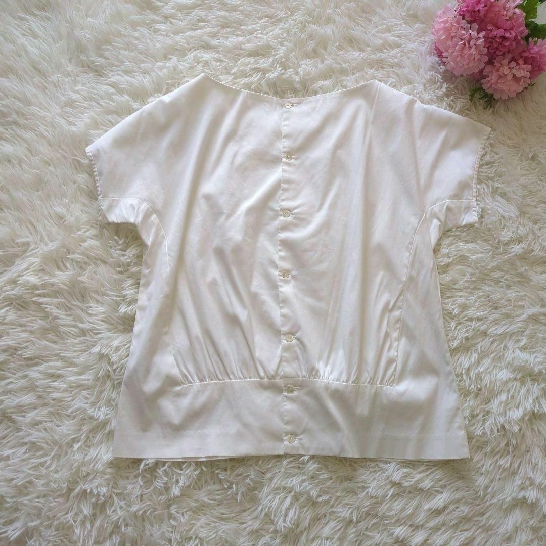 HERENCIA(ヘレンチア)のHERENCIA ヘレンチア ブラウス 半袖 白 M 日本製 レディースのトップス(シャツ/ブラウス(半袖/袖なし))の商品写真