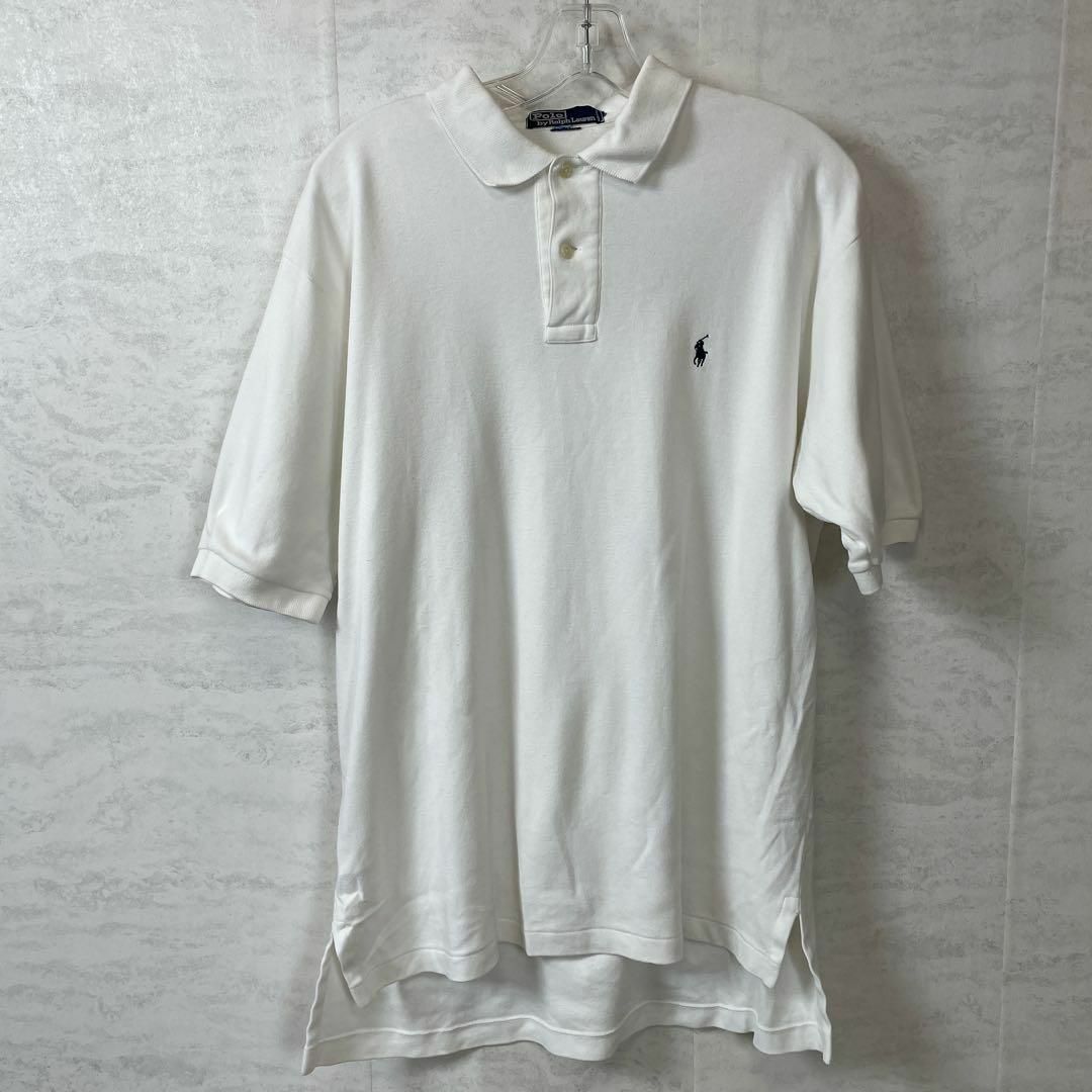 POLO RALPH LAUREN(ポロラルフローレン)のラルフローレン　白ホワイトポロシャツ　柔らかい系生地　ポニー刺繍　メンズ　古着 メンズのトップス(ポロシャツ)の商品写真