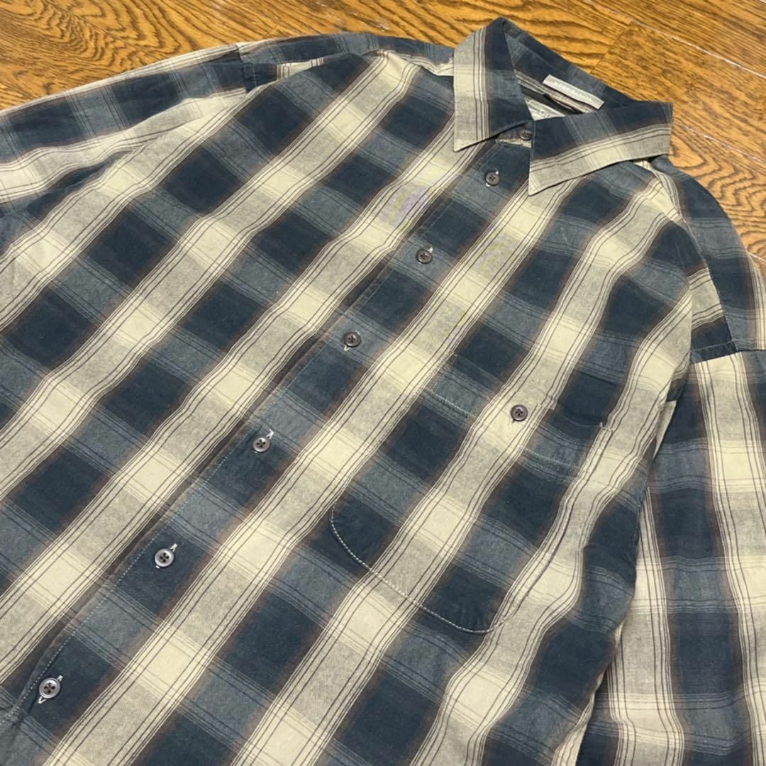 ARROW(アロー)の90s ARROW アロー オンブレチェックシャツ 長袖 コットン レーヨン メンズのトップス(Tシャツ/カットソー(七分/長袖))の商品写真