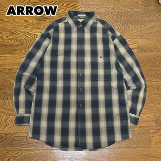 90s ARROW アロー オンブレチェックシャツ 長袖 コットン レーヨン