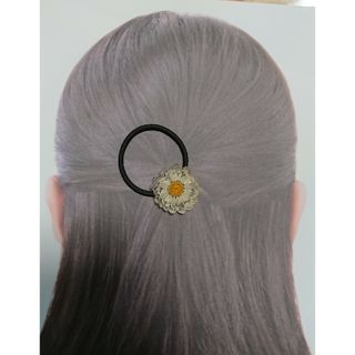 No.728 クリアフラワーカボション ドライフラワー入り ヘアゴム(ヘアアクセサリー)