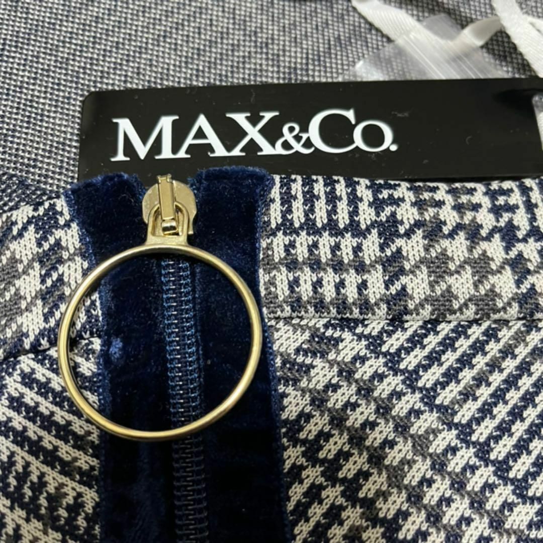 Max & Co.(マックスアンドコー)の新品　MAX&Co.　チェック柄スカート　白×青×灰　S　フロントジップ　○ レディースのスカート(ミニスカート)の商品写真