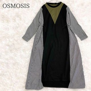 OSMOSIS - OSMOSIS オズモーシス ストライプ切替ワンピース