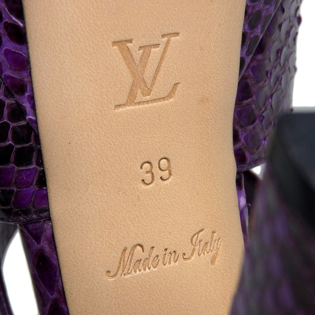 LOUIS VUITTON(ルイヴィトン)のルイヴィトン 未使用 LOUIS VUITTON ルイヴィトン パイソンレザー ヒールサンダル レディース パープル 39 SC1112 39 レディースの靴/シューズ(ハイヒール/パンプス)の商品写真