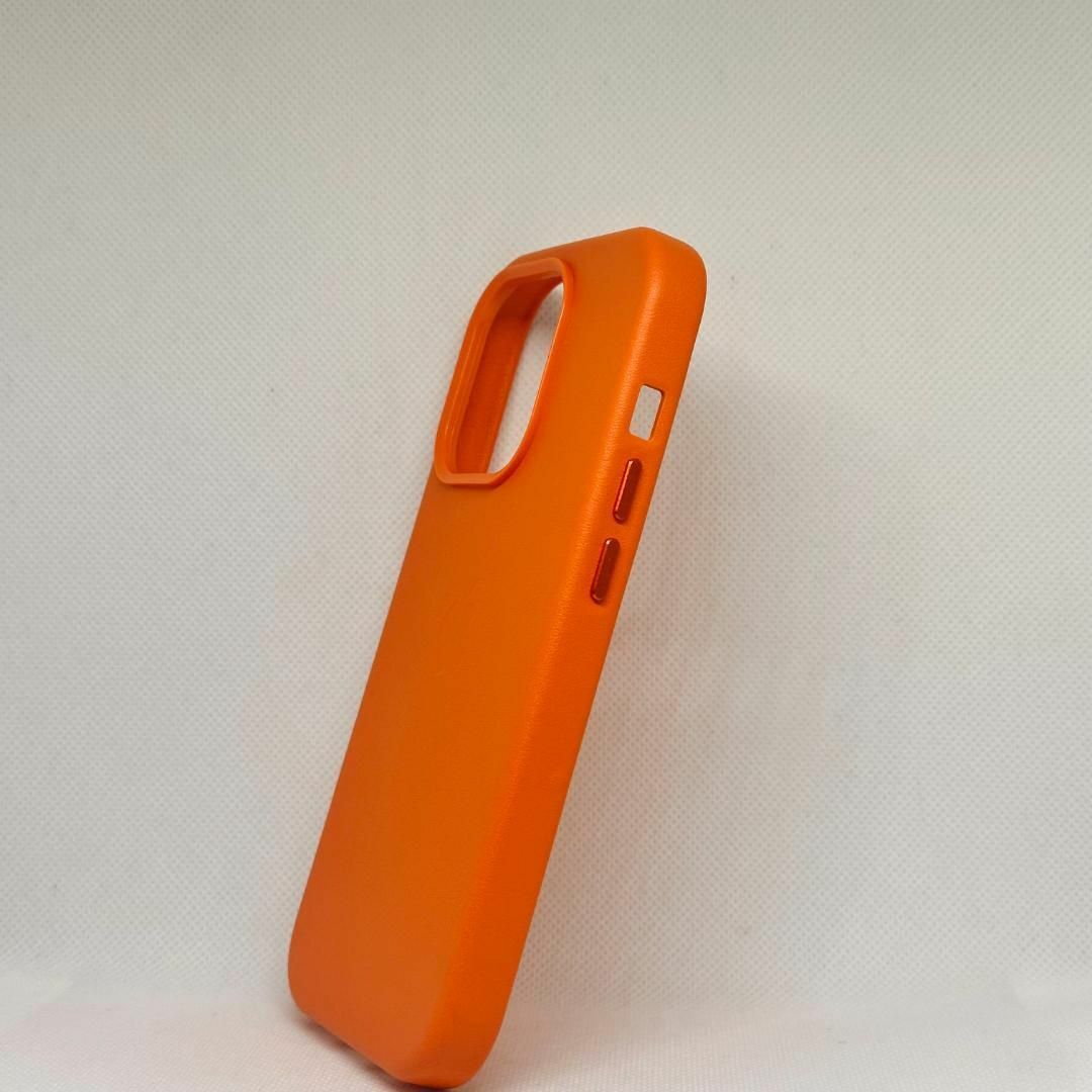 新品-純正互換品iPhone14pro レザーケース-オレンジ スマホ/家電/カメラのスマホアクセサリー(iPhoneケース)の商品写真