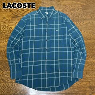LACOSTE - LACOSTE ラコステ チェックシャツ長袖 刺繍ワンポイントロゴ