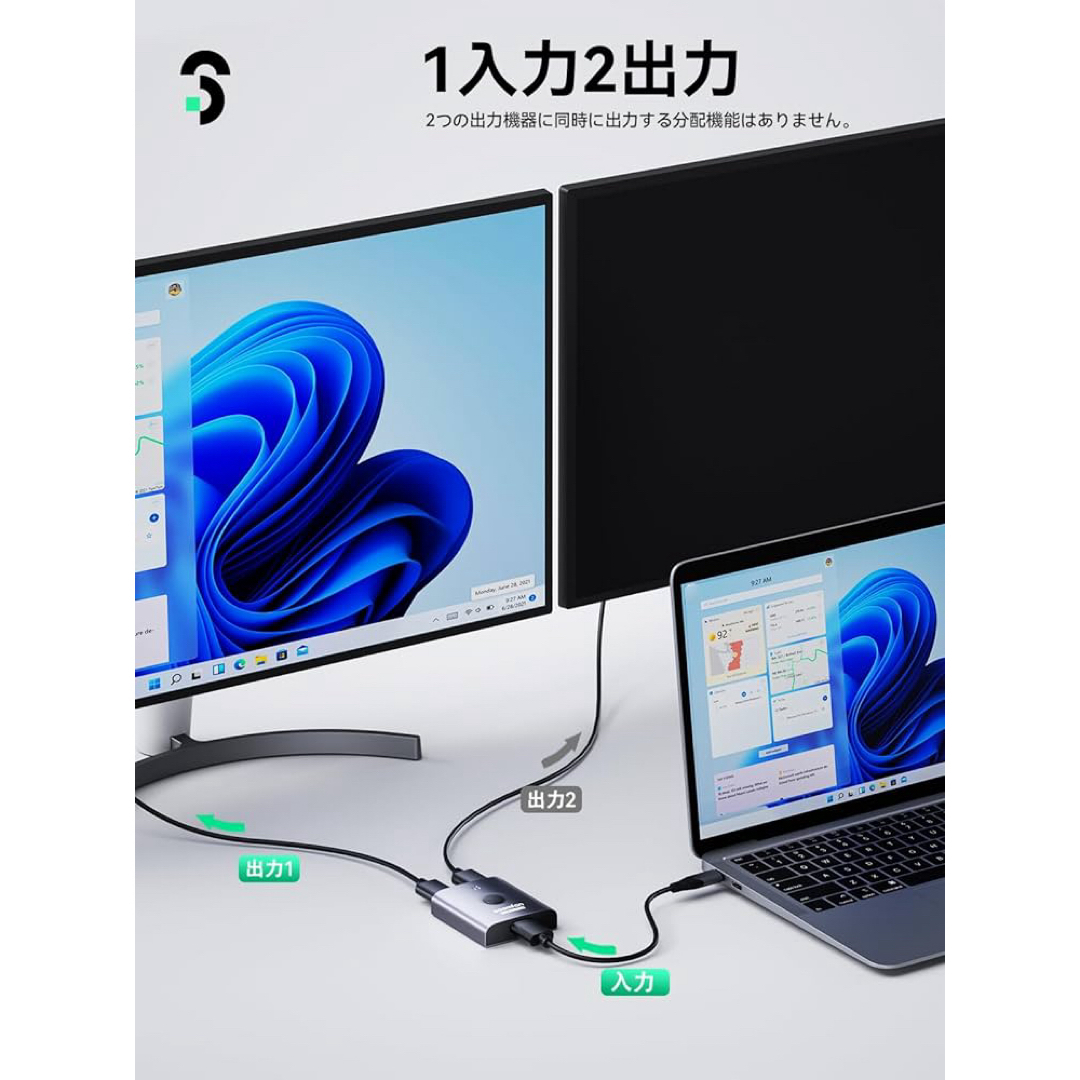 新品 SF-SW011 soomfon HDMI 切替器 4K Switch スマホ/家電/カメラのテレビ/映像機器(映像用ケーブル)の商品写真